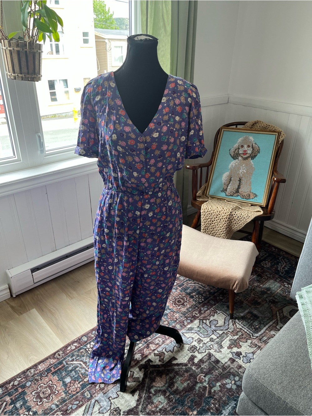 Women's gorgeous vintage lavender Floral Jumpsuit Size M